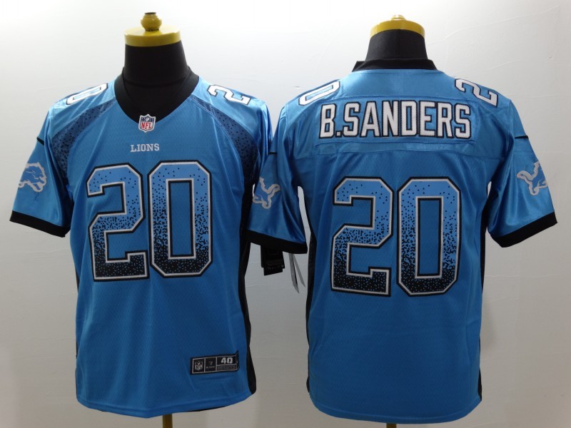 Detroit Lions 20 B-Sanders Drift Fashion Blue Nike Elite Jerseys